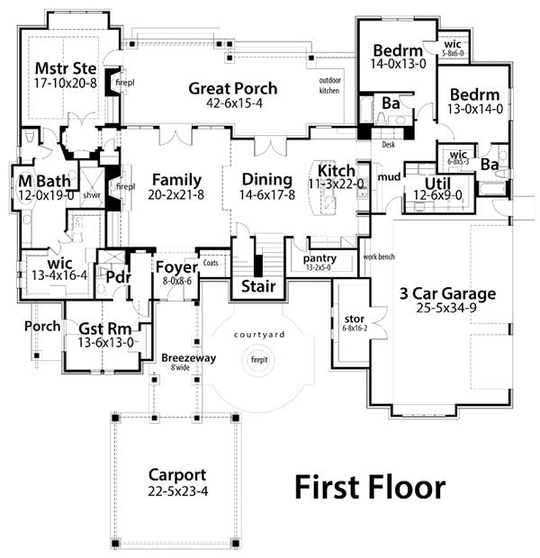 House Plan with Open Floor Plan Layout